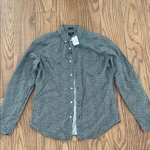 J. Crew Men's Black and White Floral Shirt